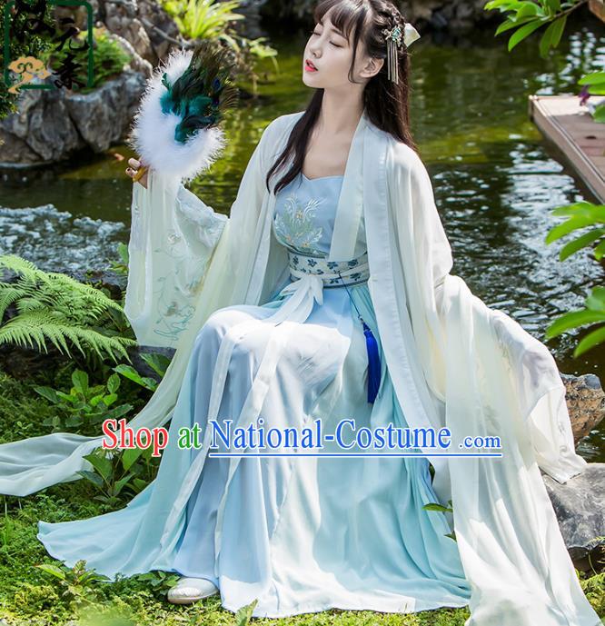 Chinese Ancient Palace Lady Hanfu Han Dynasty Imperial Concubine Queen Embroidered Historical Costumes