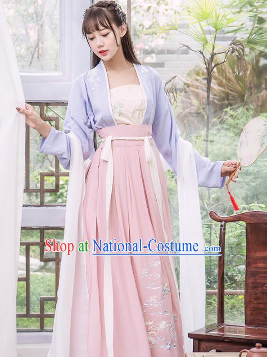 Chinese Traditional Song Dynasty Nobility Lady Costumes Ancient Peri Hanfu Dress for Women