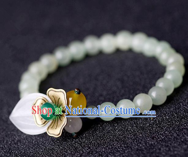 Chinese Traditional Jewelry Accessories Ancient Palace Hanfu Jade Flower Bracelet for Women