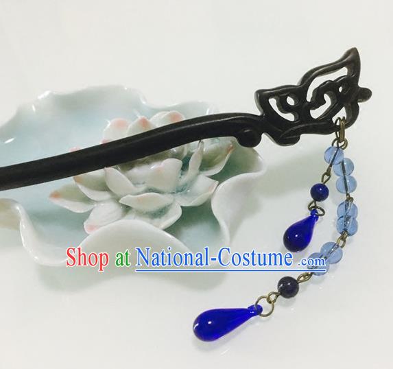 Chinese Traditional Hair Accessories Ancient Hanfu Tassel Hair Clip Ebony Hairpin for Women