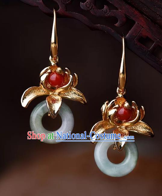 Chinese Traditional Jewelry Accessories Ancient Palace Hanfu Peace Buckle Earrings for Women