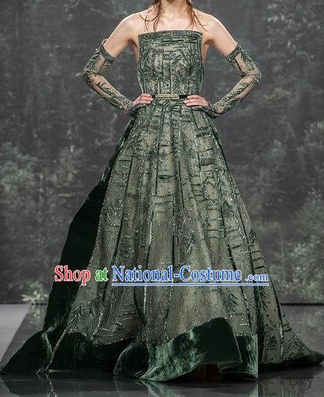 Top Grade Stage Performance Customized Costume Models Stalkshow Trailing Full Dress for Women