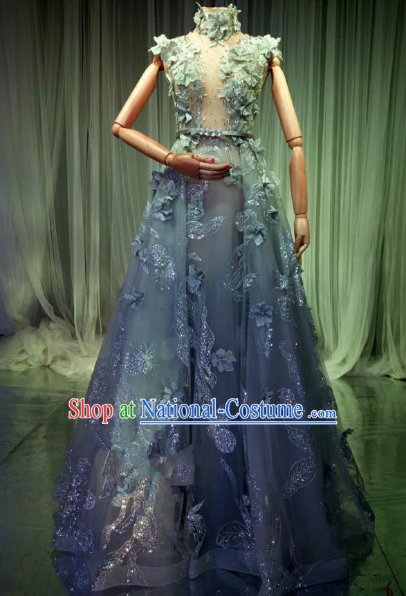 Top Grade Models Catwalks Costume Full Dress Stage Performance Compere Clothing for Women