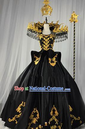 Top Grade Models Show Costume Cosplay Queen Black Full Dress Stage Performance Compere Clothing for Women