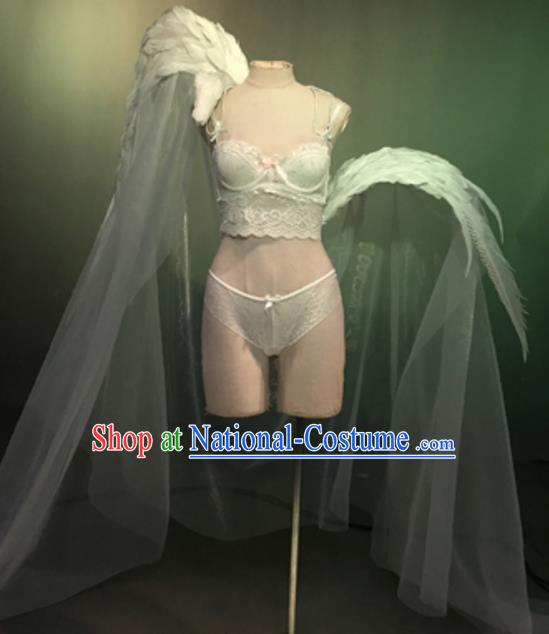 Top Grade Models Show Costume Stage Performance White Bikini Dress and Wings for Women