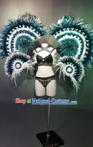 Top Grade Models Show Costume Stage Performance Black Bikini Dress and Wings for Women