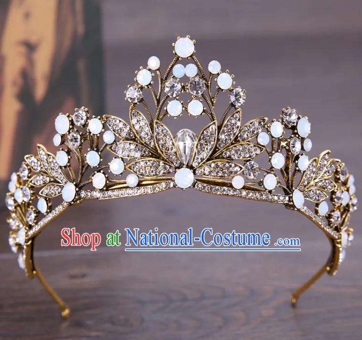 Top Grade Children Stage Performance Hair Accessories Crystal Leaf Royal Crown Headwear for Kids