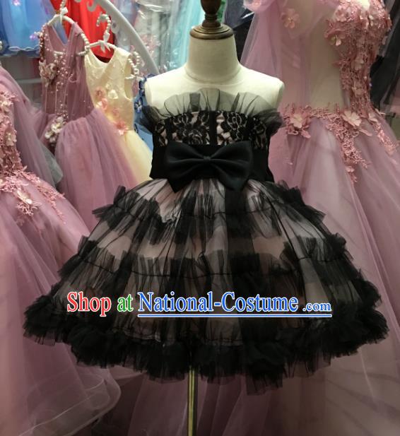 Top Grade Children Compere Catwalks Costume Jazz Dance Stage Performance Black Dress for Kids