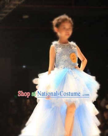 Children Models Show Compere Costume Girls Princess Mullet Dress Stage Performance Clothing for Kids