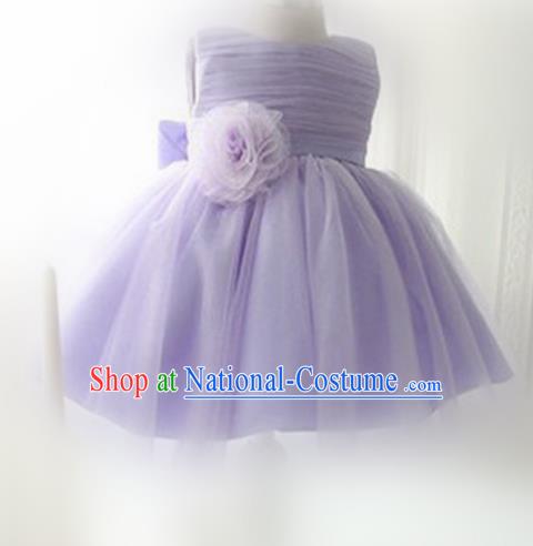 Children Fairy Princess Purple Veil Dress Stage Performance Catwalks Compere Costume for Kids