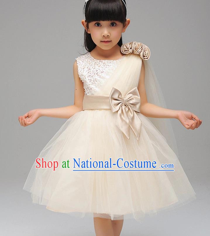 Children Fairy Princess Bowknot Dress Stage Performance Catwalks Compere Costume for Kids