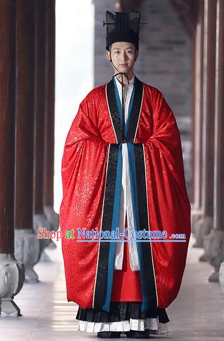 Chinese Tang Dynasty Wedding Costumes Ancient Bridegroom Embroidered Hanfu Clothing for Men