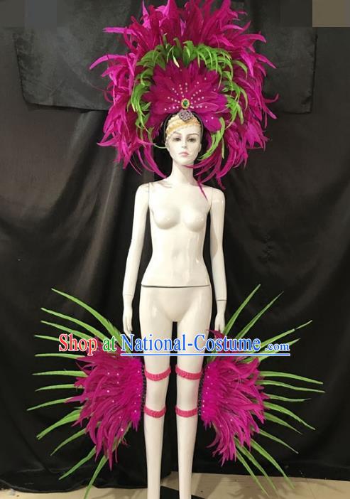 Top Grade Brazilian Carnival Samba Dance Props Miami Feathers Deluxe Headdress for Women