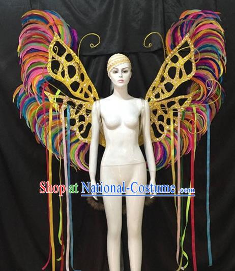 Top Grade Halloween Catwalks Props Brazilian Carnival Samba Dance Feather Butterfly Wings for Adults