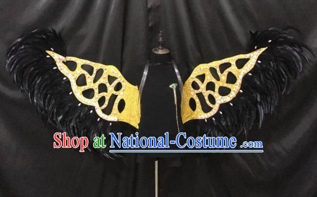 Top Grade Halloween Catwalks Props Brazilian Carnival Samba Dance Black Feather Wings for Kids