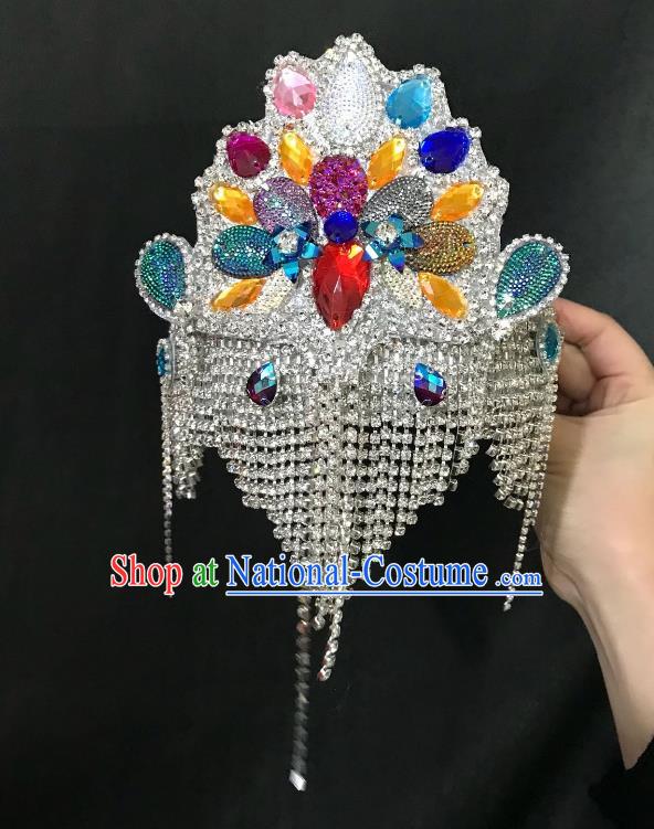 Brazilian Carnival Samba Dance Hair Accessories Miami Crystal Deluxe Headdress for Kids