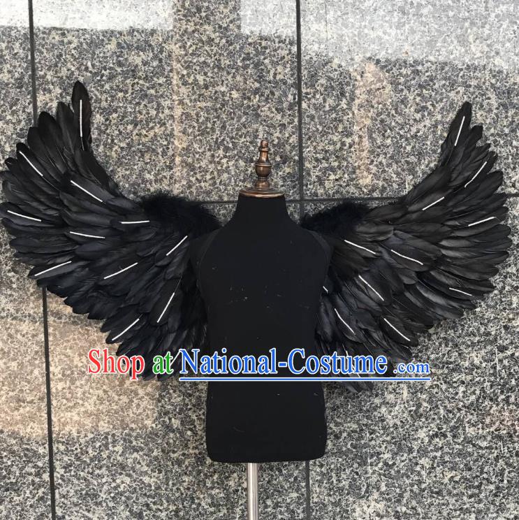 Top Grade Samba Dance Props Brazilian Carnival Catwalks Black Feather Wings for Kids