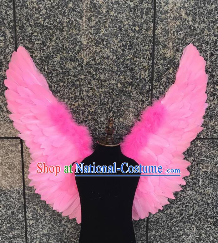 Top Grade Samba Dance Props Brazilian Carnival Catwalks Pink Feather Wings for Kids