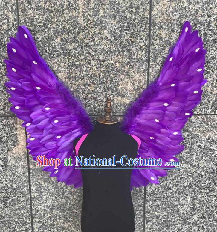 Top Grade Samba Dance Props Brazilian Carnival Catwalks Purple Feather Wings for Kids