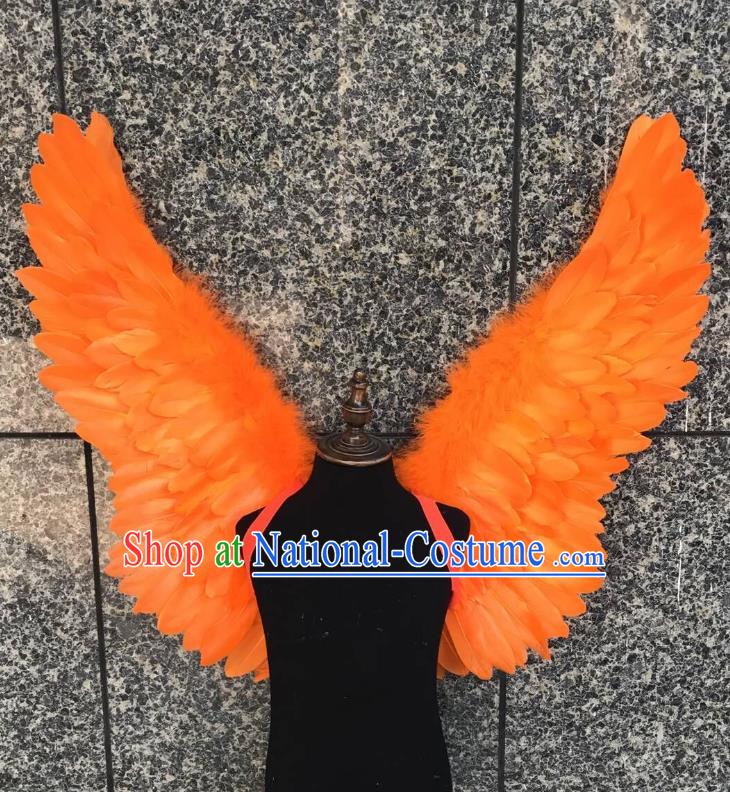 Top Grade Samba Dance Props Brazilian Carnival Catwalks Orange Feather Wings for Kids