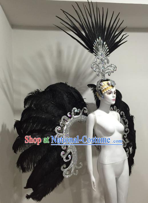 Top Grade Stage Performance Brazilian Carnival Feather Wings Miami Feathers Deluxe Wings Headwear Mask for Women