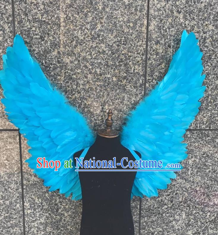 Top Grade Samba Dance Props Brazilian Carnival Catwalks Blue Feather Wings for Kids