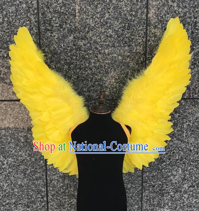 Top Grade Samba Dance Props Brazilian Carnival Catwalks Yellow Butterfly Feather Wings for Kids