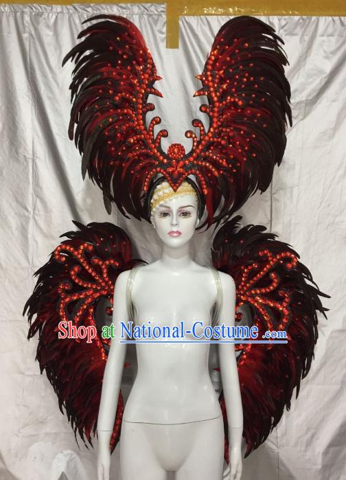 Top Grade Brazilian Carnival Samba Dance Props Catwalks Feather Wings and Headwear for Women