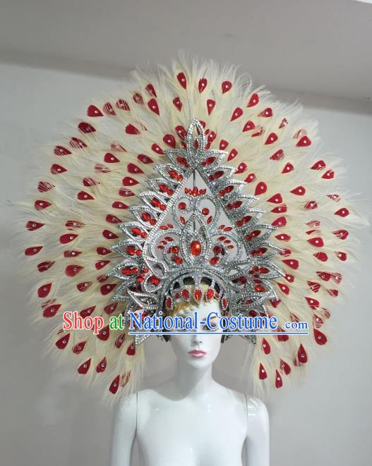 Brazilian Samba Dance Feather Hair Accessories Rio Carnival Victorian Dance Deluxe Headwear for Women