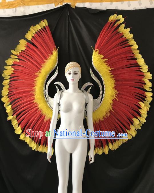 Top Grade Brazilian Carnival Samba Dance Props Catwalks Red Feather Deluxe Wings for Women