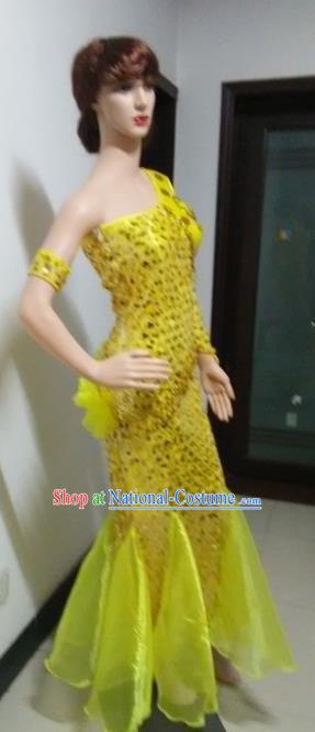 Top Grade Catwalks Costumes Brazilian Carnival Samba Dance Yellow Dress for Women