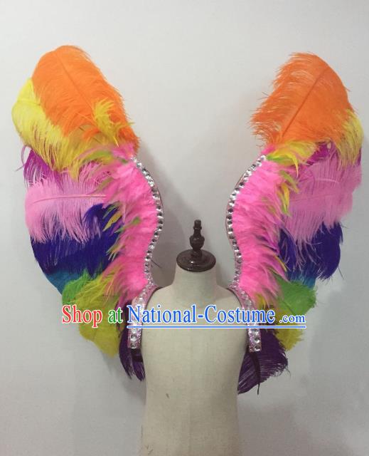 Custom-made Catwalks Props Brazilian Rio Carnival Samba Dance Colorful Feather Wings for Kids