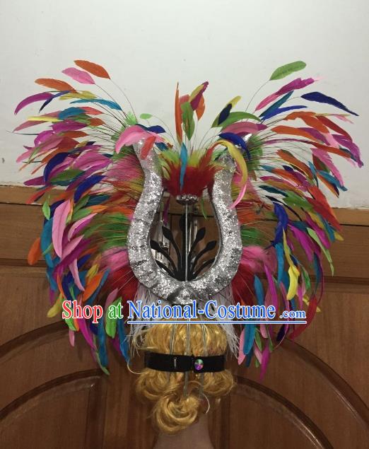 Top Grade Stage Performance Brazilian Carnival Feather Wings Miami Feathers Deluxe Wings Headwear Mask for Women