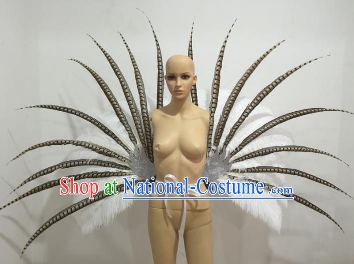 Brazilian Samba Dance Props Rio Carnival Miami Catwalks White Feather Wings for Adults