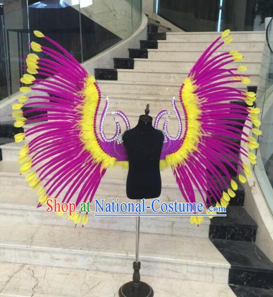 Brazilian Samba Dance Props Rio Carnival Miami Catwalks Rosy Feather Wings for Kids