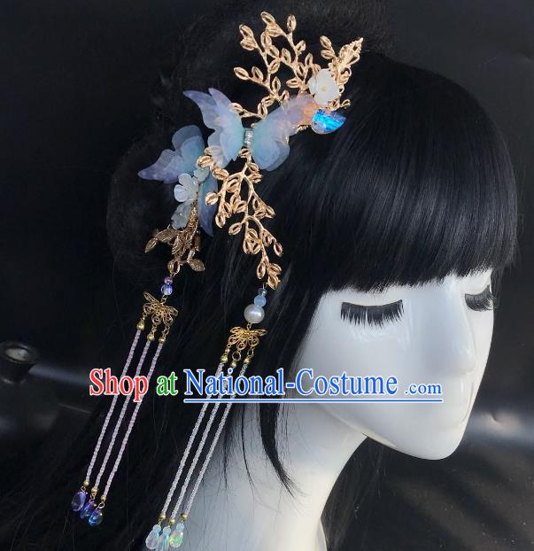 Chinese Traditional Hair Accessories Butterfly Tassel Step Shake Hair Stick Ancient Hairpins for Women