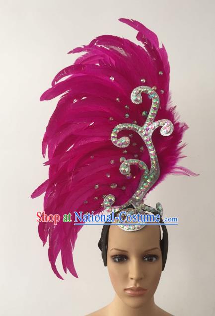 Brazilian Carnival Rio Samba Dance Rosy Feather Deluxe Headdress Hair Accessories for Women