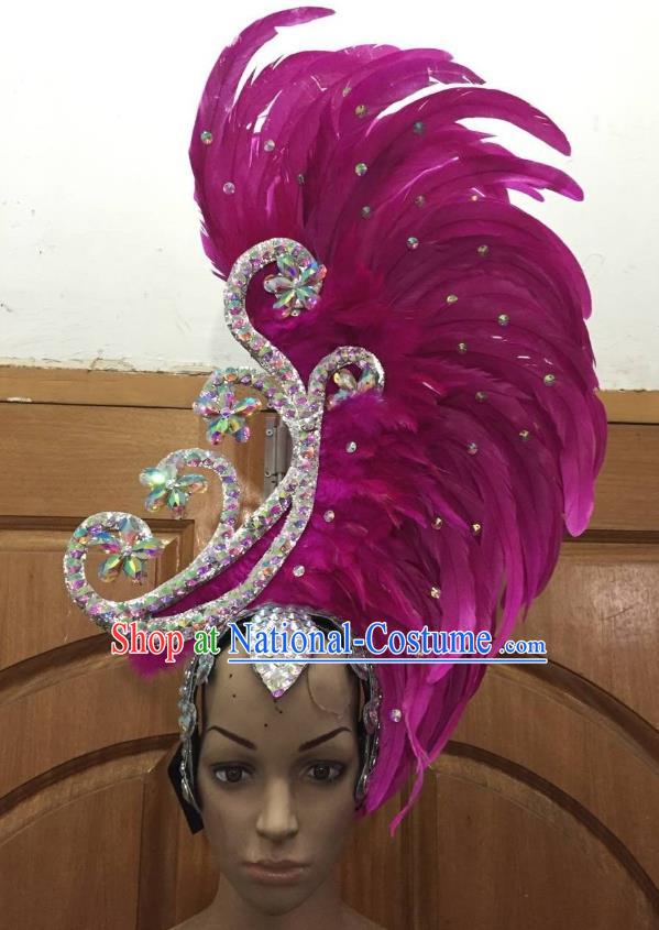 Deluxe Rosy Feather Customized Samba Dance Hair Accessories Brazilian Rio Carnival Headdress for Women