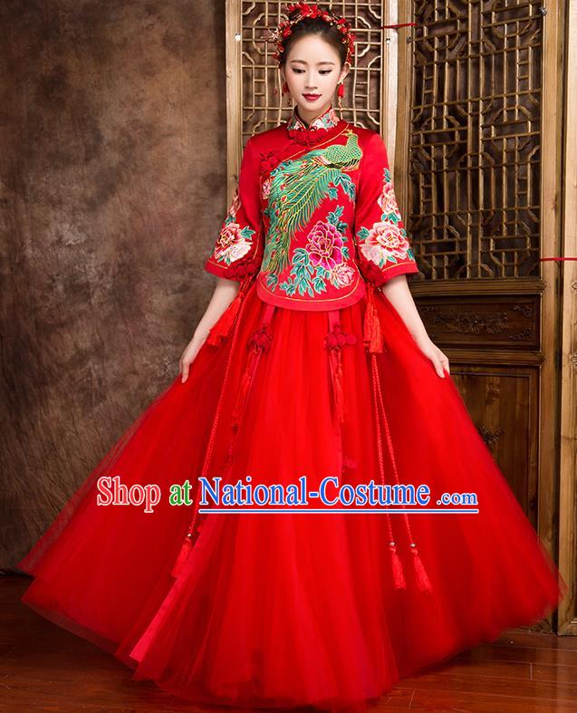 Traditional Chinese Wedding Costumes Traditional Xiuhe Suits Ancient Chinese bridal Full Dress