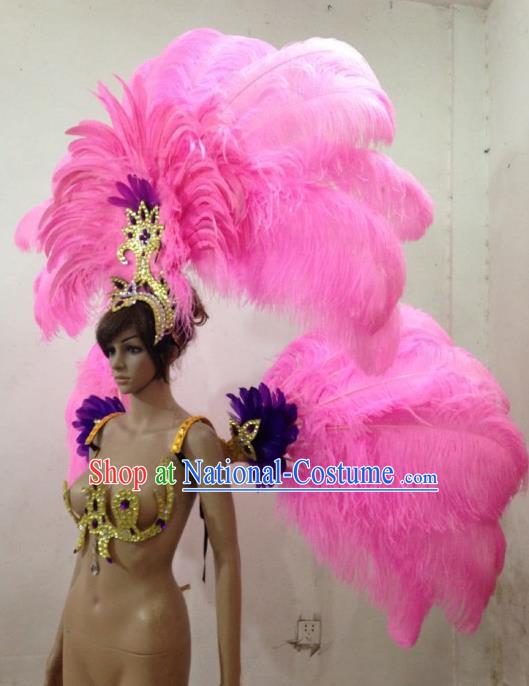 Top Grade Stage Performance Brazilian Carnival Feather Wings Miami Feathers Deluxe Wings Headwear Mask for Women