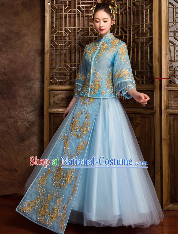 Traditional Chinese Wedding Costumes Traditional Xiuhe Suits Ancient Chinese bridal Full Dress