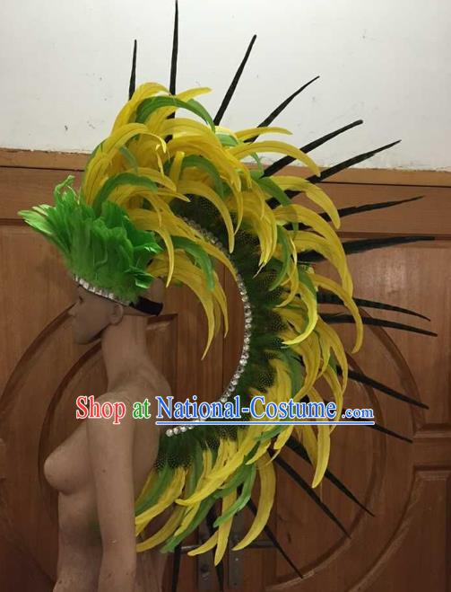 Professional Samba Dance Feather Hair Accessories Halloween Catwalks Brazilian Rio Carnival Roman Warriors Headdress