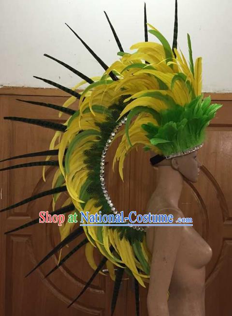 Top Grade Stage Performance Brazilian Carnival Feather Wings Miami Feathers Deluxe Wings Headwear Mask for Women