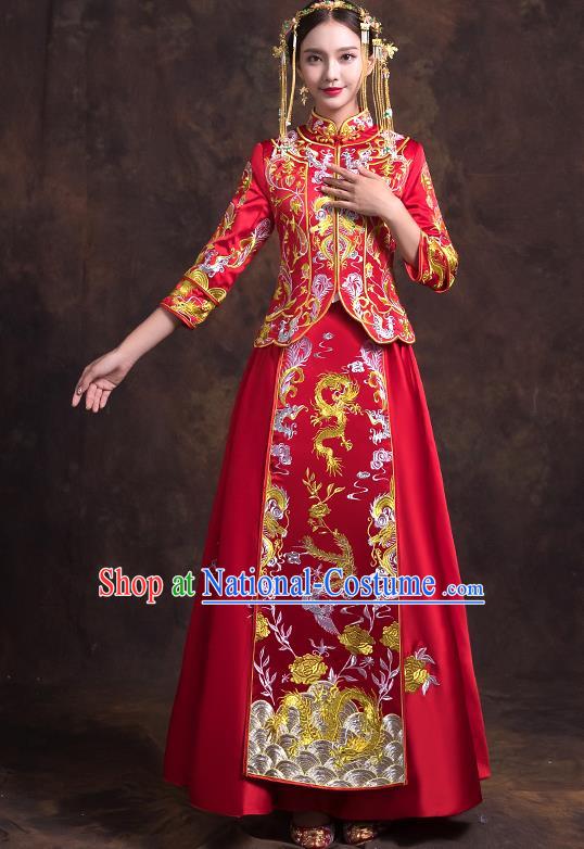 Traditional Chinese Wedding Costumes Traditional Xiuhe Suits Ancient Chinese bridal Full Dress