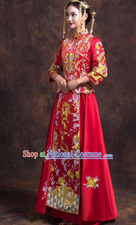 Traditional Chinese Wedding Costumes Traditional Xiuhe Suits Ancient Chinese bridal Full Dress