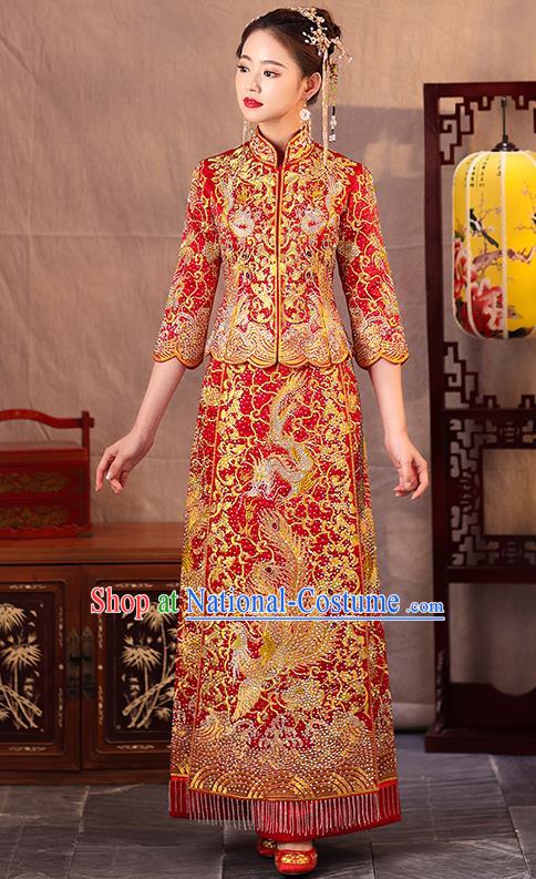 Traditional Chinese Wedding Costumes Traditional Xiuhe Suits Ancient Chinese bridal Full Dress