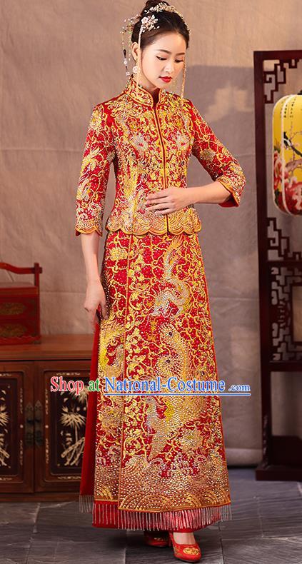 Traditional Chinese Wedding Costumes Traditional Xiuhe Suits Ancient Chinese bridal Full Dress