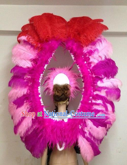 Top Grade Stage Performance Brazilian Carnival Feather Wings Miami Feathers Deluxe Wings Headwear Mask for Women