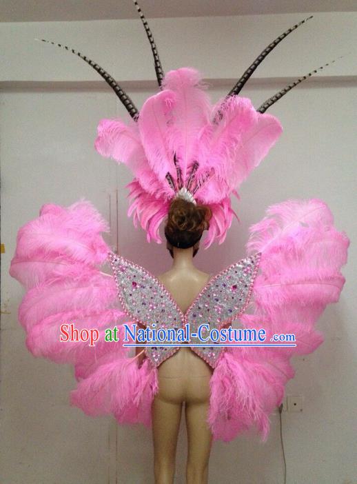 Top Grade Stage Performance Brazilian Carnival Feather Wings Miami Feathers Deluxe Wings Headwear Mask for Women