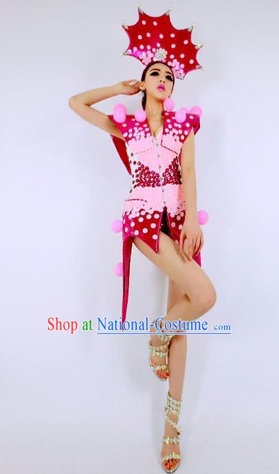 Top Grade Catwalks Red Costume Halloween Stage Performance Brazilian Carnival Clothing for Women